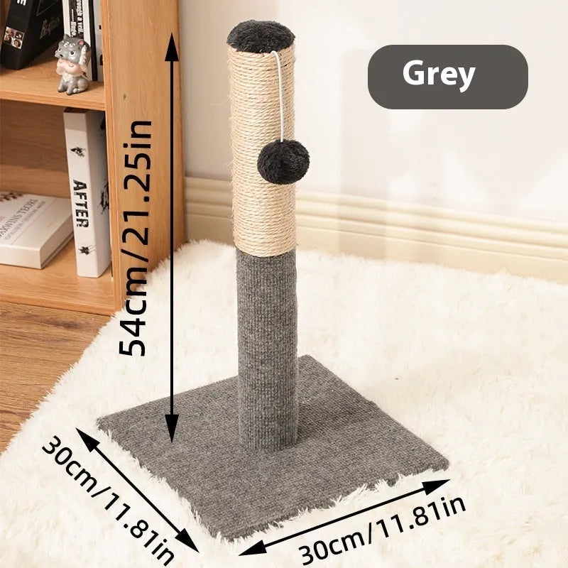 Vertical sisal cat scratch board with carpet cloth scratching pole in picture colour, simple style for cats