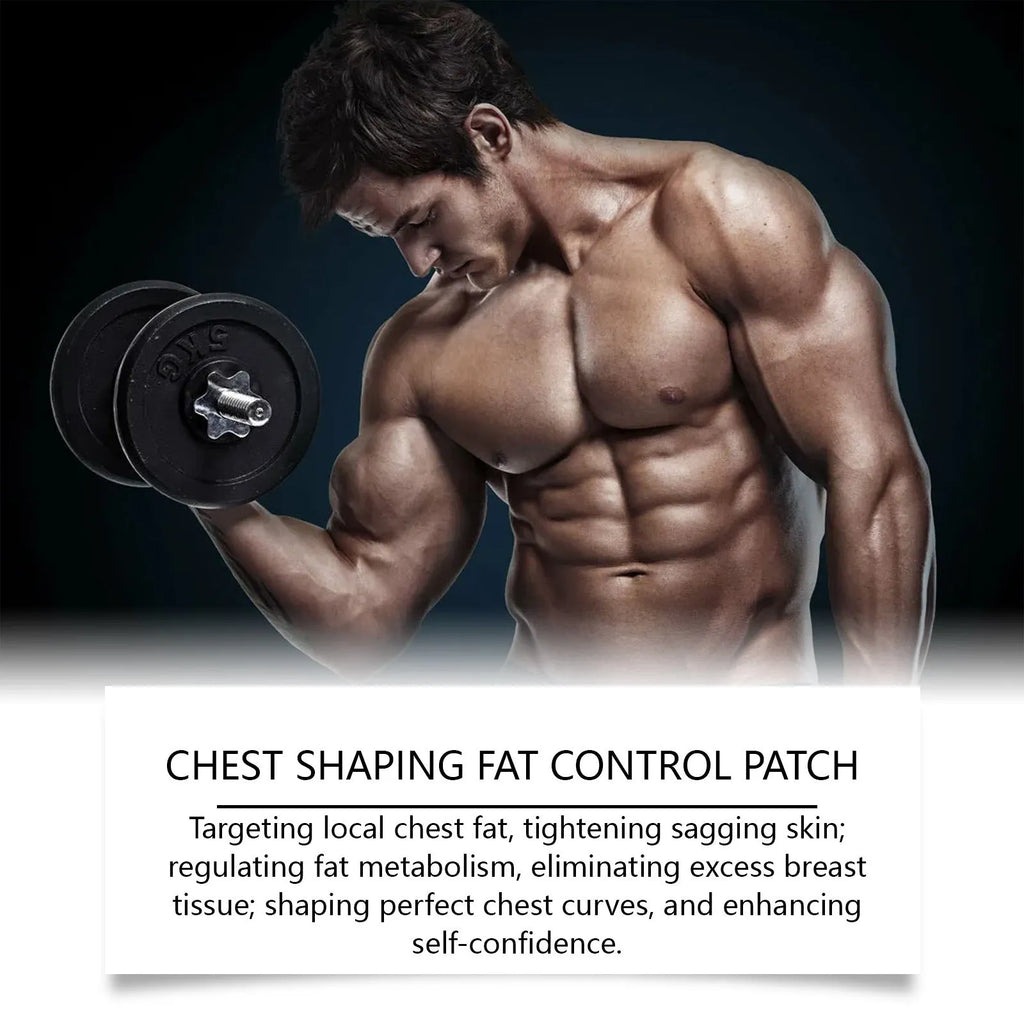 Four men's figure control chest patches on backing sheet, showing thin compact design