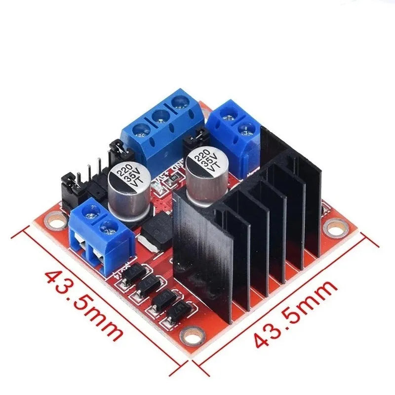L298N motor driver board module with screw terminals for DC and stepper motor control