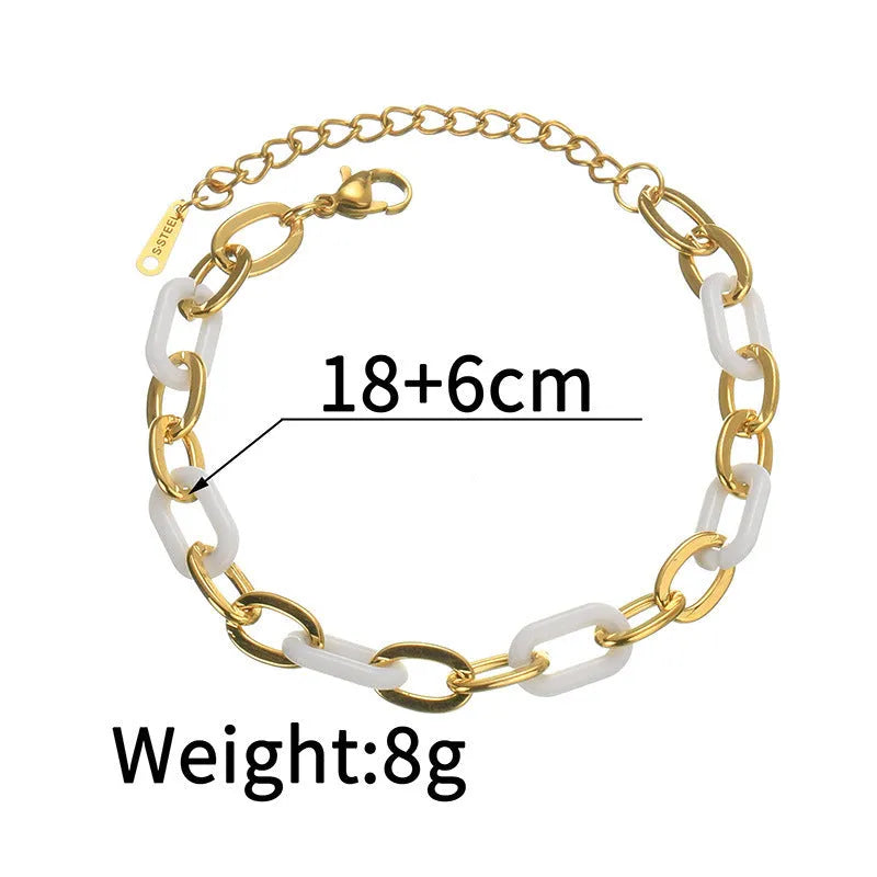 Women's stainless steel resin bracelet with double layers and heart shape design