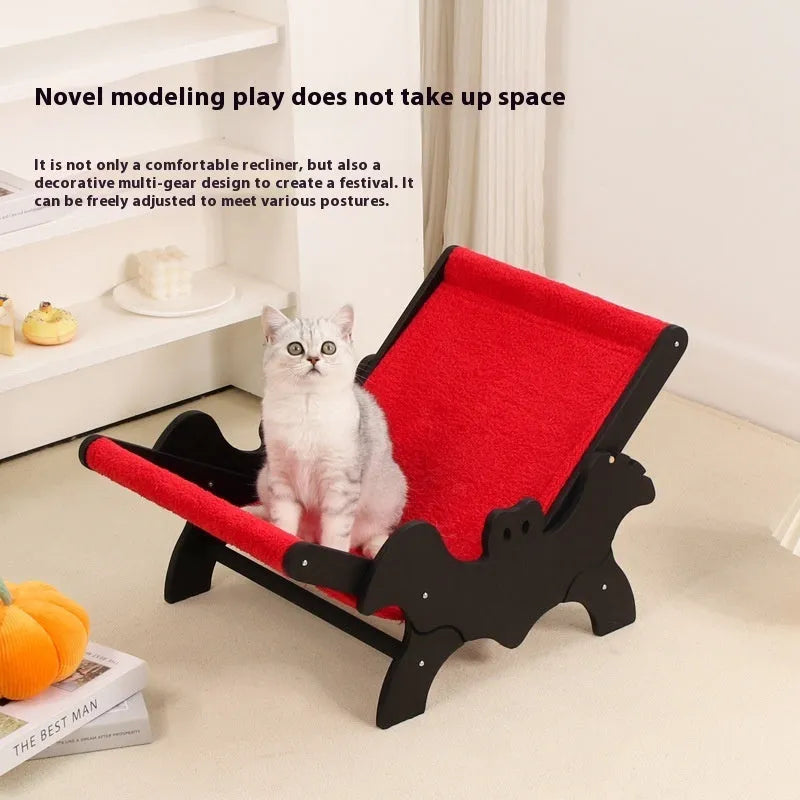 MW-054 wooden cat lounge chair pet bed in black or red colour.