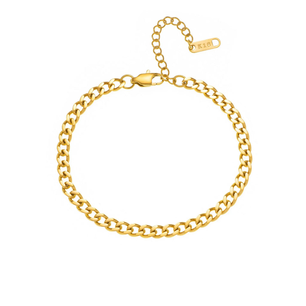 Personalised titanium steel necklace with a single letter A charm on a 40 cm gold chain.