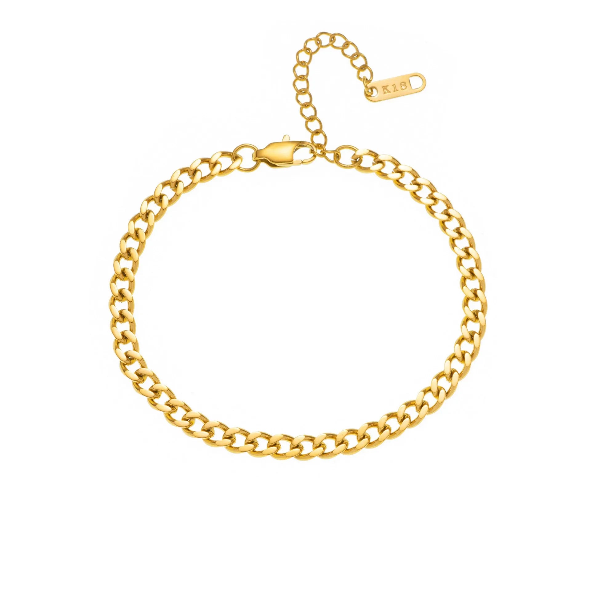 Personalised titanium steel necklace with a single letter A charm on a 40 cm gold chain.