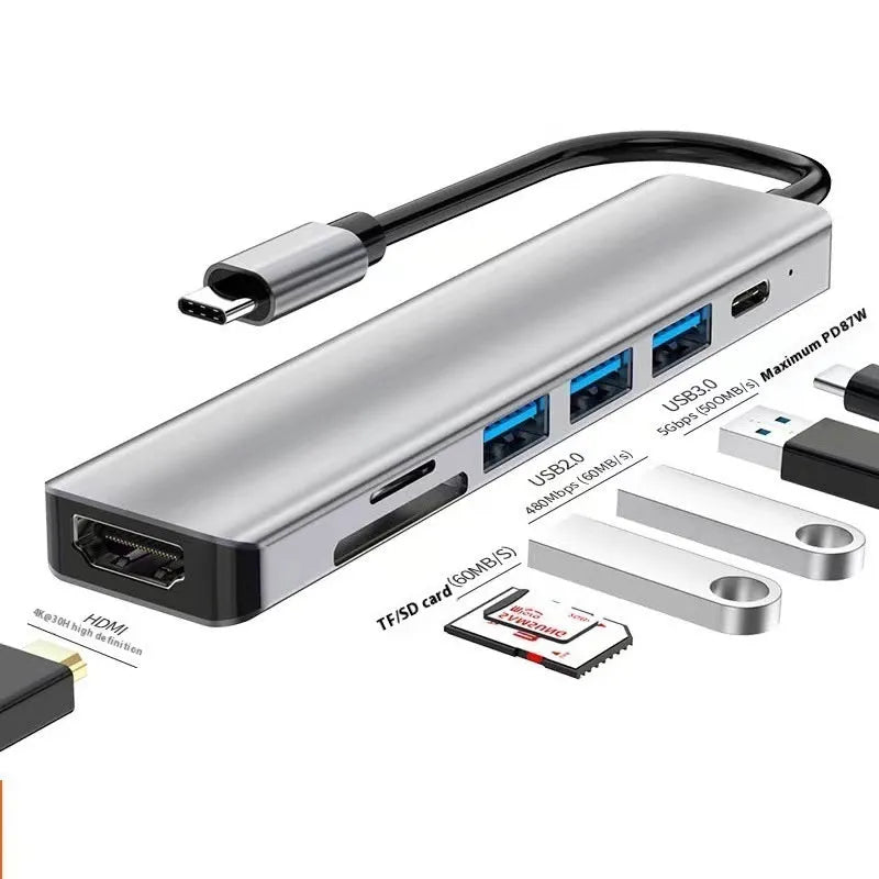 Type-C 7-in-1 expansion dock with HDMI port, three USB 3.0 ports, and a 15cm connecting cable.
