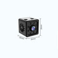 Black cubic K13 HD network sports camera with mounting bracket and data cable.