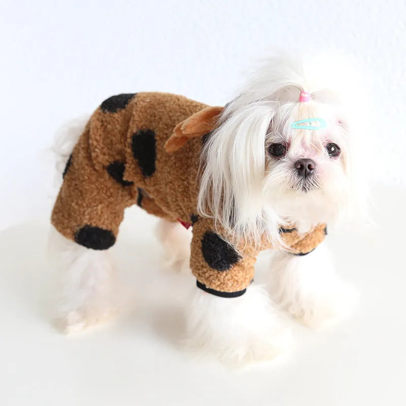 Polka dot pattern pet clothing for dogs and cats in skirt or four leg styles