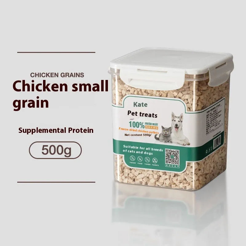 Freeze-dried chicken cat treats 500g in resealable bag or storage tin