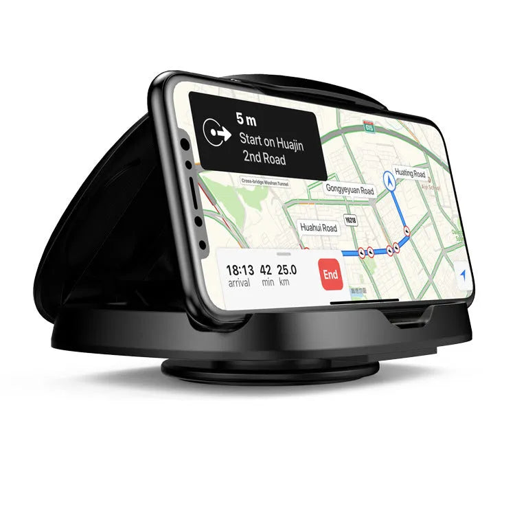 Black rotating suction cup car bracket for mobile phone and sat nav mounting on windscreen