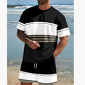 Men's loose fit polyester t-shirt and shorts summer leisure set in multiple colours