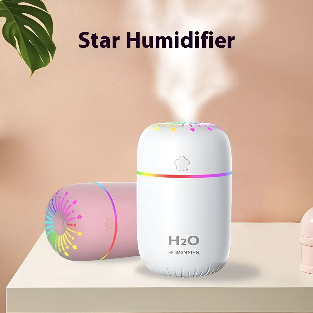 Fireworks pattern USB mini humidifier in green colour with water tank and compact design for desktop use