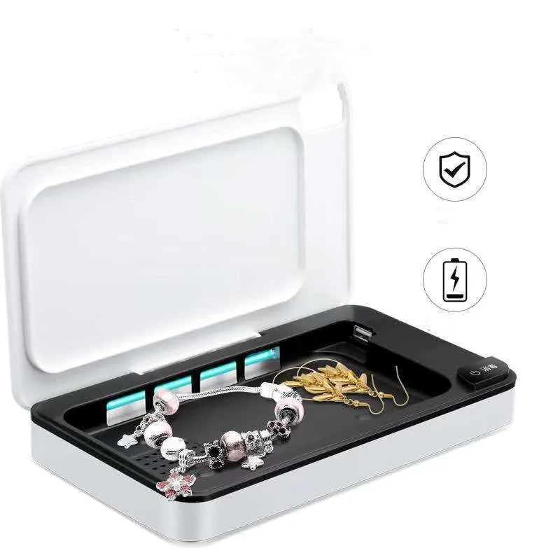 White multifunctional wireless phone charger with ultraviolet sterilisation function and remote control