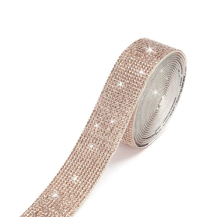 Self-adhesive water drill strip for clothing decoration in white and AB colour options