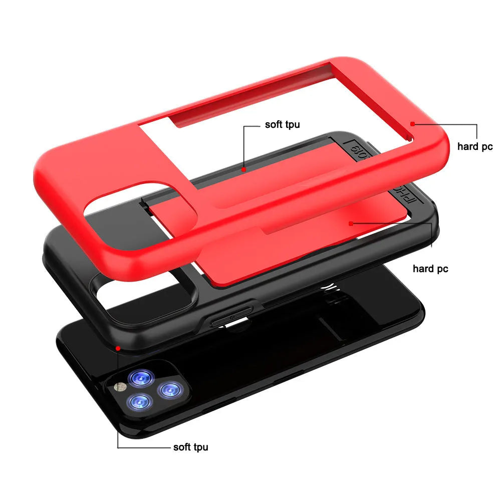 Simple solid colour iPhone 11 series mobile phone case in black, red, pink, blue, dark blue, or purple.