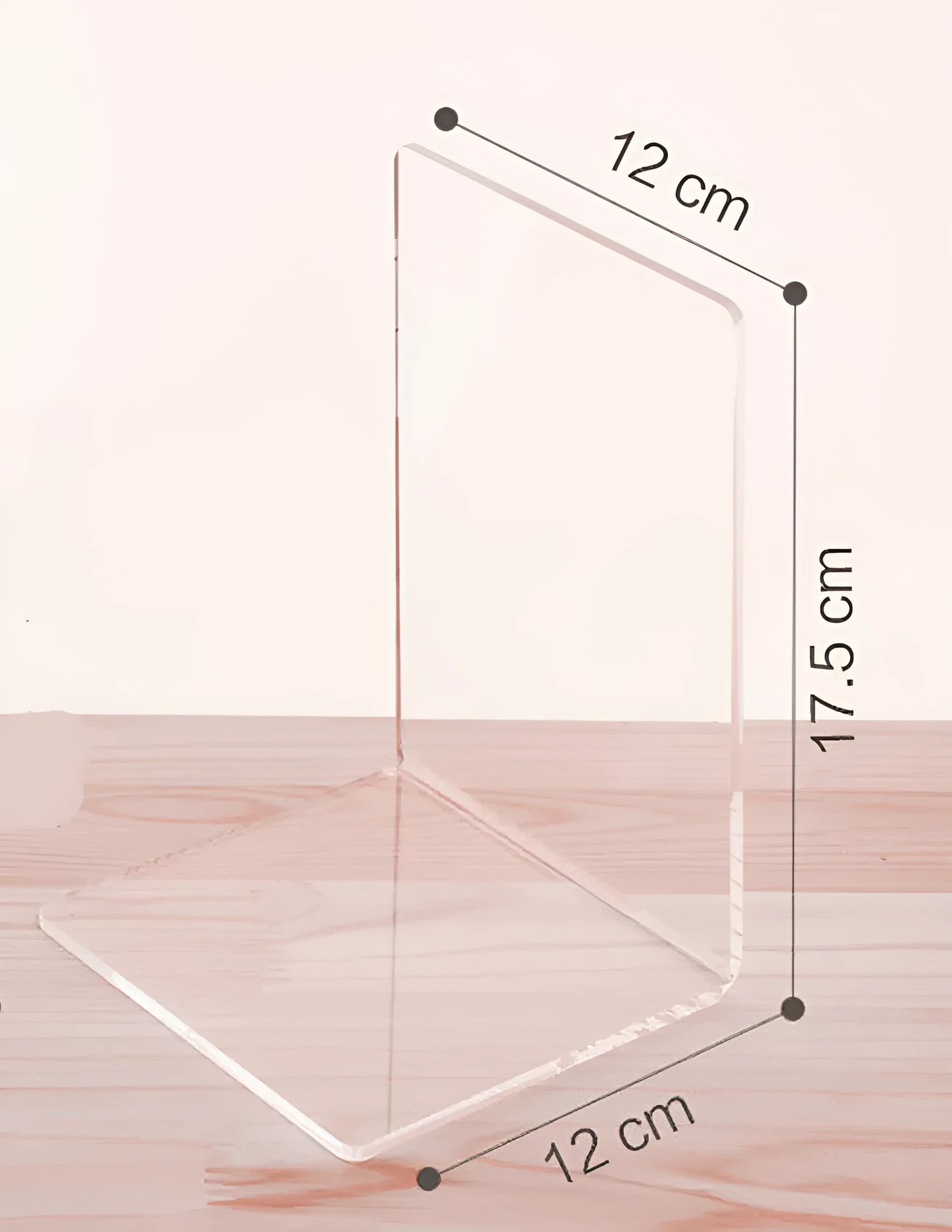 Transparent acrylic bookshelf displaying two books with smooth edges and clear plexiglass construction