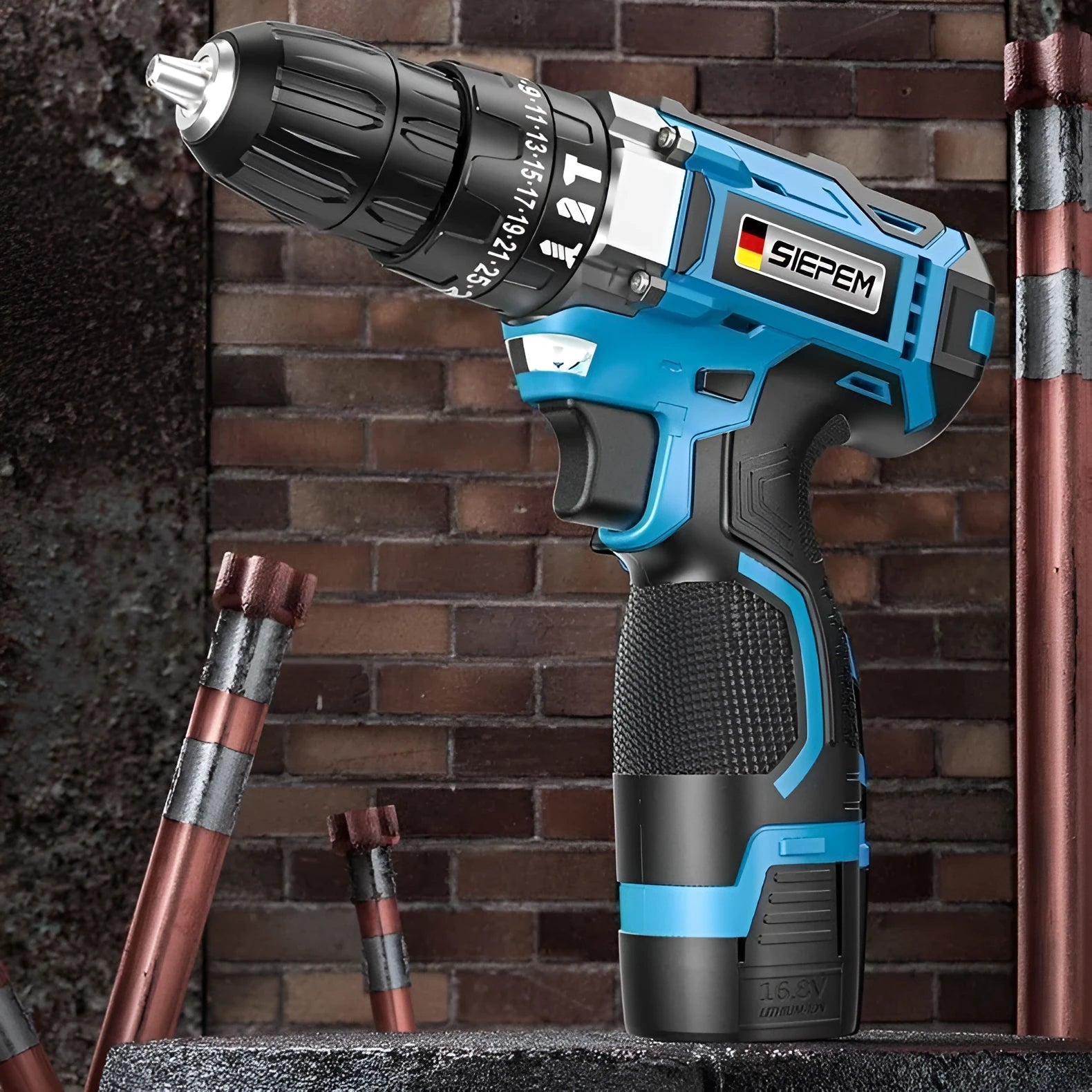 12V dual speed impact pistol drill electric screwdriver with plastic storage box and luxury packaging
