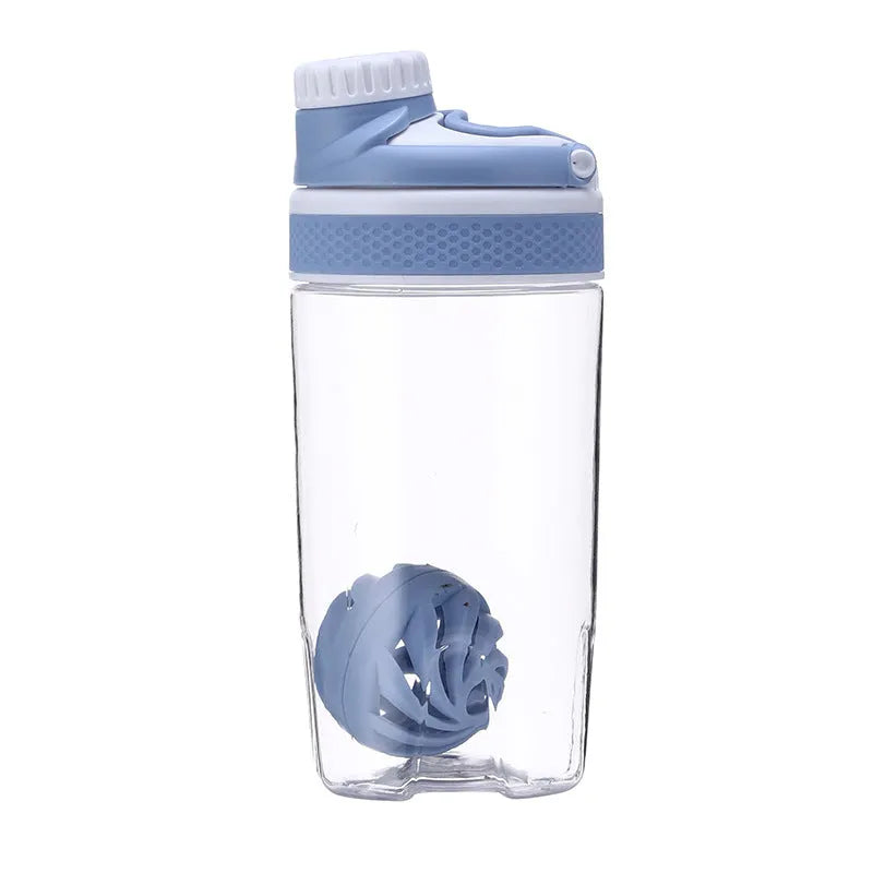 550ml protein nutrition shaker cup in blue, sealed lid, single-layer design for outdoor office use