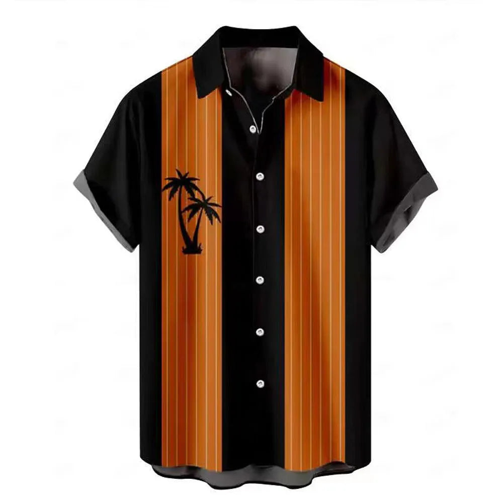 Men's Hawaiian summer shirt with colourful 3D printed pattern and short sleeves