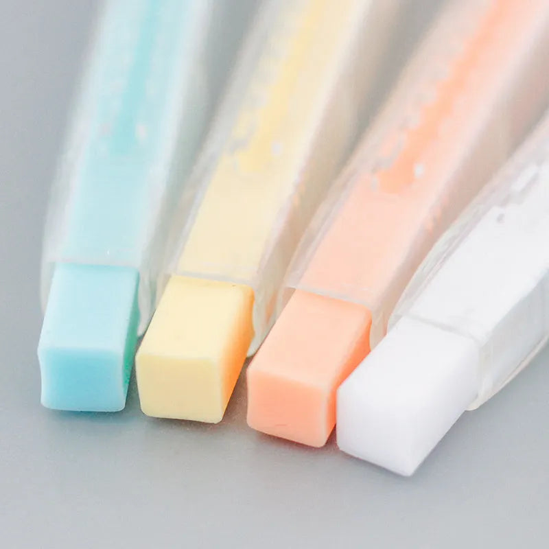 KOKUYO pencil style eraser set with 7mm PVC rubber and plastic ABS shell in pink yellow blue and white colours
