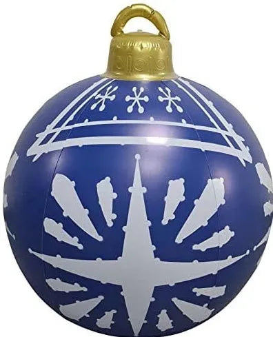Large 60cm diameter inflatable PVC Christmas ball decoration for outdoor tree hanging
