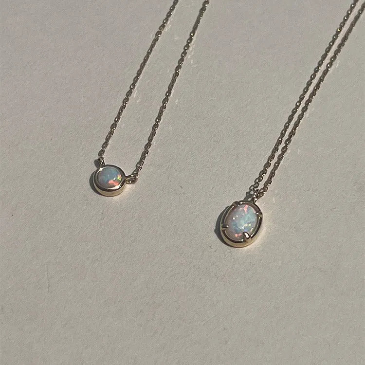 S925 silver plating jelly opal pendant necklace with geometric oval design on silver chain