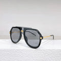 Black leopard print large frame sunglasses with elliptical shape on board material frame