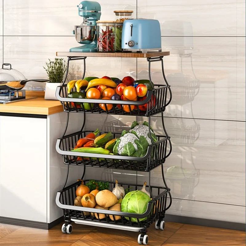 Black six-layer foldable floor storage rack with carbon steel frame