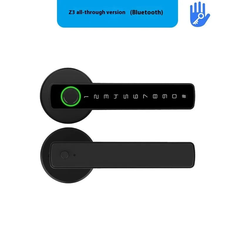 Black smart door lock with spherical handle for wooden interior doors featuring fingerprint and password access