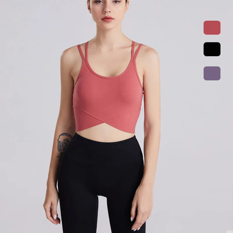Women's nylon high-stretch long sleeve yoga fitness top in black, pink, and purple