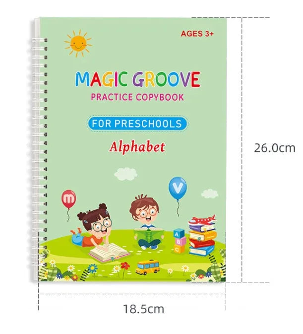 Children's English groove magic practice pen with notched post design and ten refill tips