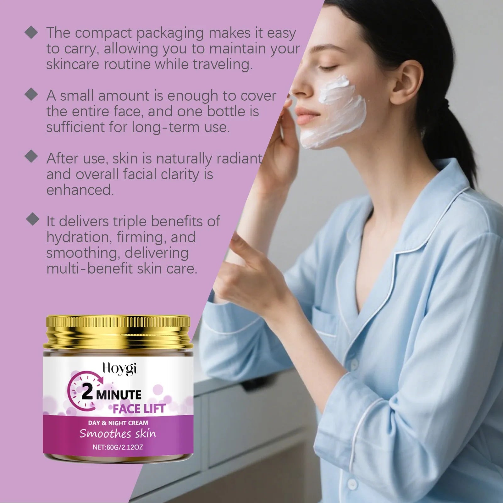 60g moisturising firming lifting cream with retinol hyaluronic acid and nicotinamide in a white jar