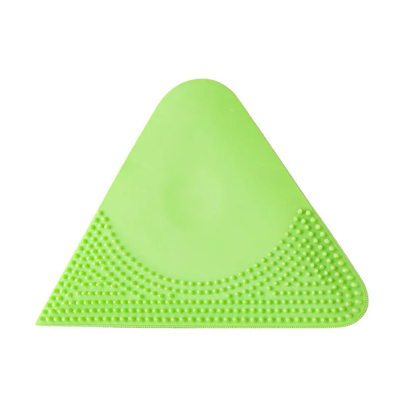 PTE pet hair scraper brush with bristles for grooming and a flat edge for cleaning fabrics, shown in avocado green colour.