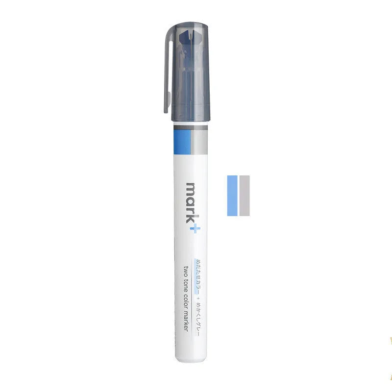 Mark+ series fibre tip highlighter marker pen in six colours: Green, Grey Blue, Grey Pink, Grey Yellow, Pink, Yellow.
