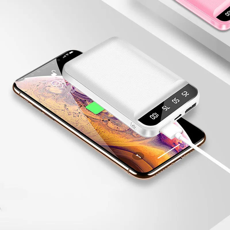 Compact portable power bank with polymer lithium-ion battery and multiple USB charging ports