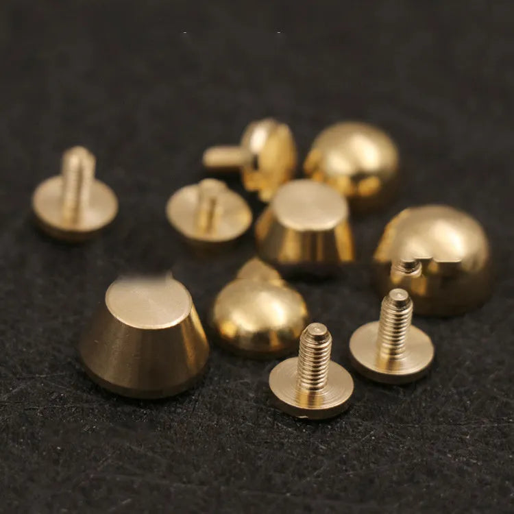 Brass decorative buckle foot nails in 10x6mm and 12x7mm round and bucket shapes