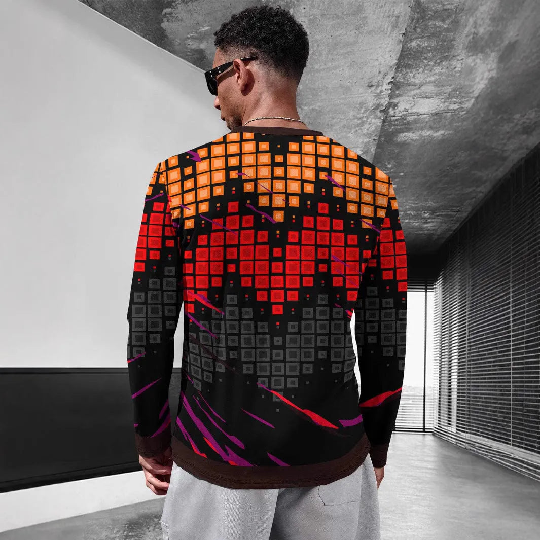 Men's milk silk long sleeve pullover in round neck design showing casual style