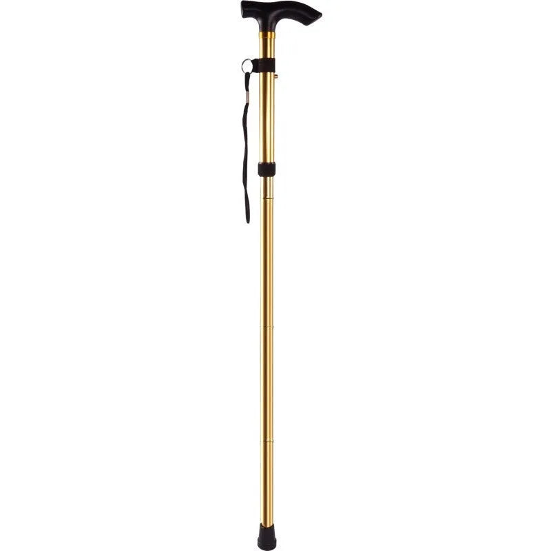 Aluminium alloy folding walking cane with non-slip handle, shown in an adjustable length from 85 to 95 cm.