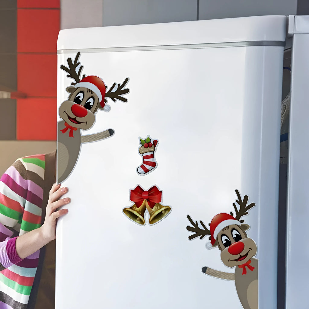 Christmas elk bell cartoon design magnetic bumper stickers with luminous reflective surface