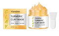 Yellow turmeric mud mask 50g jar with application brush for facial treatment