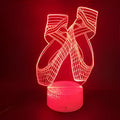 Ballet shoe 3D LED night light with remote control showing multiple colour options