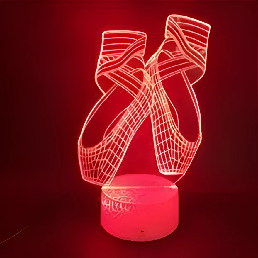Ballet shoe 3D LED night light with remote control showing multiple colour options