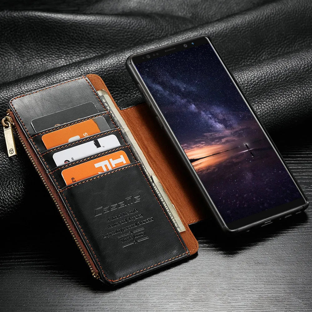 PU leather flip phone case for Samsung Galaxy Note9 in black, brown, and red colours