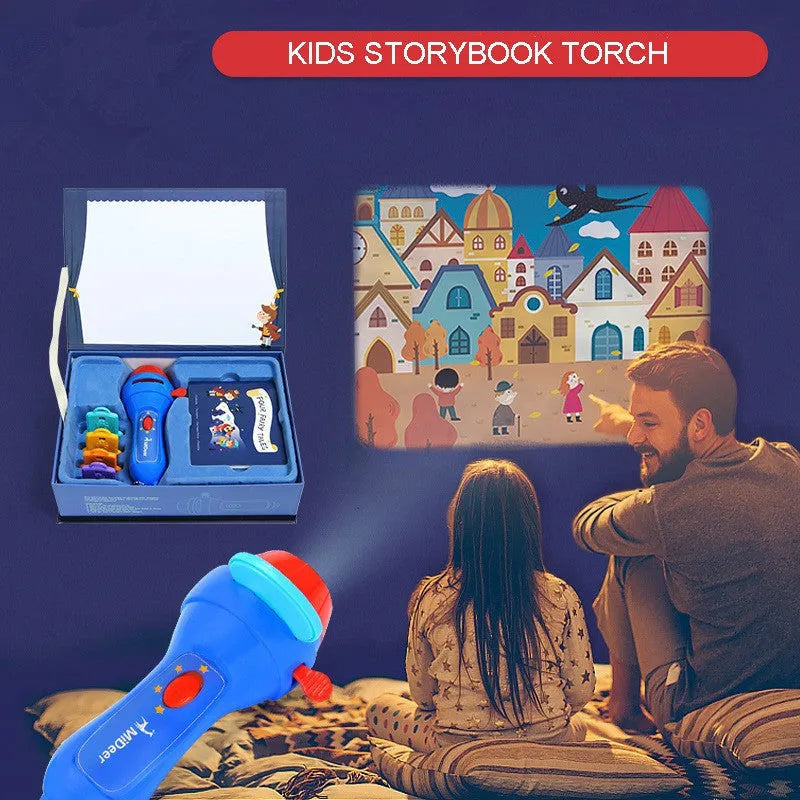 SmartKids story projector torch with four fairy tale projection discs showing colourful images