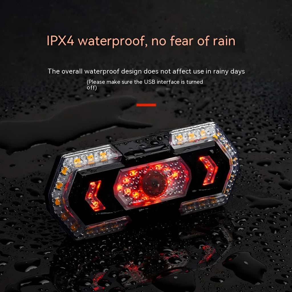 Black wireless remote control USB rechargeable LED car taillight kit on a white background.