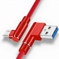 Double elbow fast charging data cable in black, USB interface, 1m length, for mobile gaming and charging