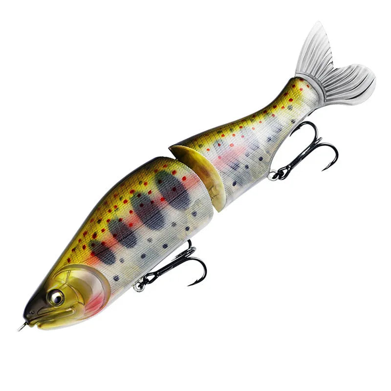 Hard plastic fishing swim bait lure measuring 185mm in length in one of fifteen available colours.