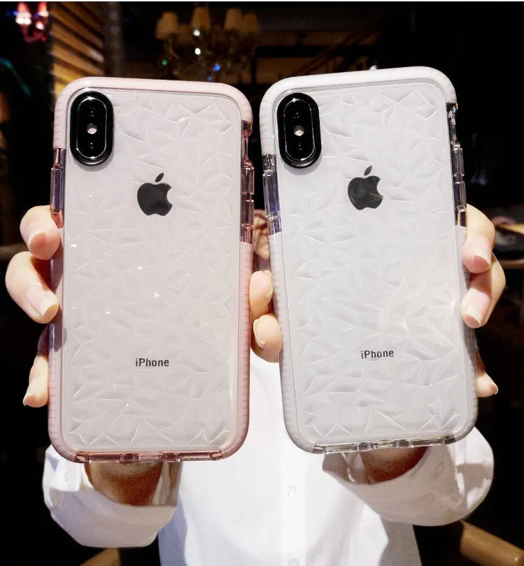 Slim TPU iPhone case with a coloured striped edge, shown on an iPhone.