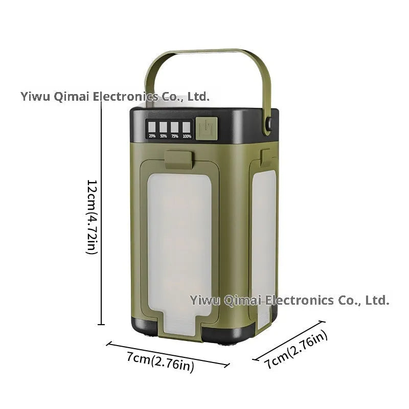 Multifunctional four-leaf folding solar camping light with press switch and 2000 mAh battery, 12x7x7 cm