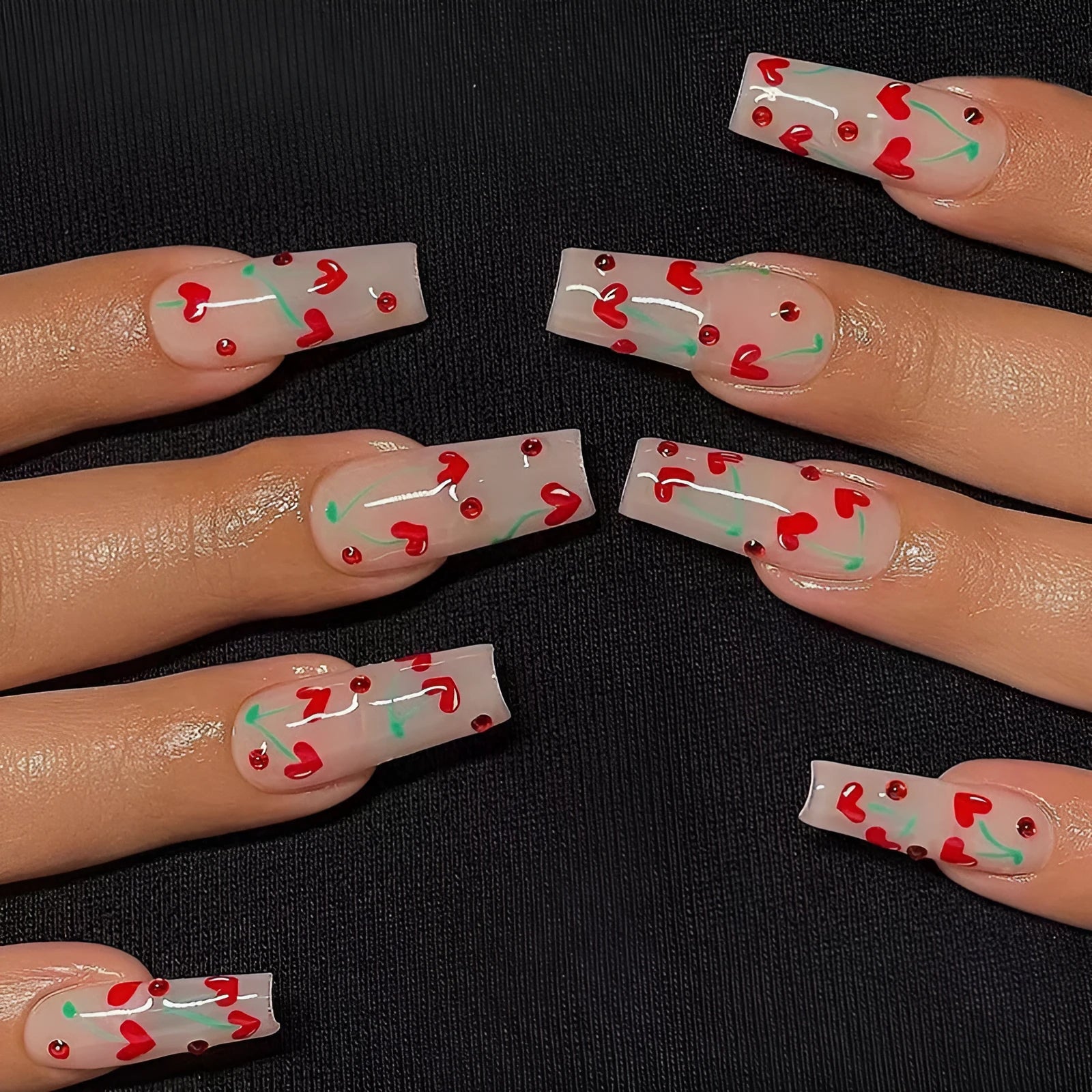 French Love Red Diamond small cherry nail art armor sheets in colour JP1601 with adhesive glue