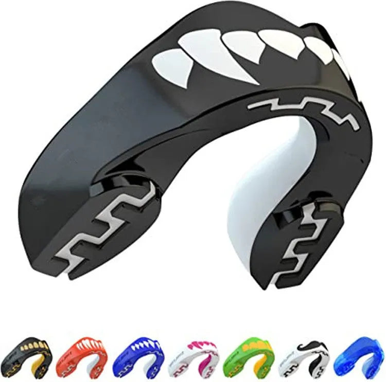 Adult boxing mouthguard with printed teeth design for martial arts and combat sports protection