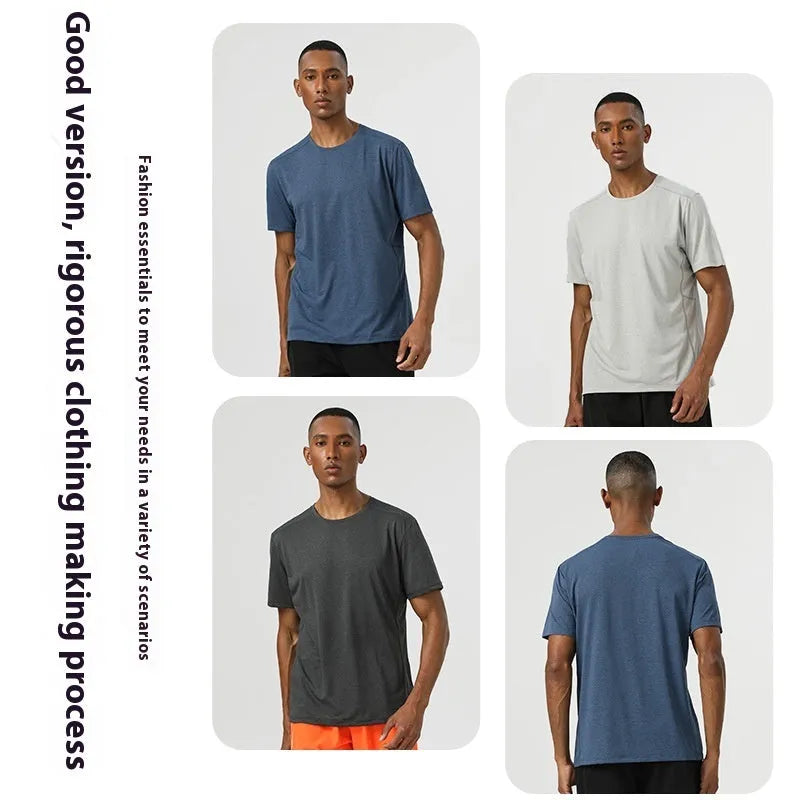 Adult lightweight polyester short sleeve shirt in dark grey, quick-dry and breathable for summer